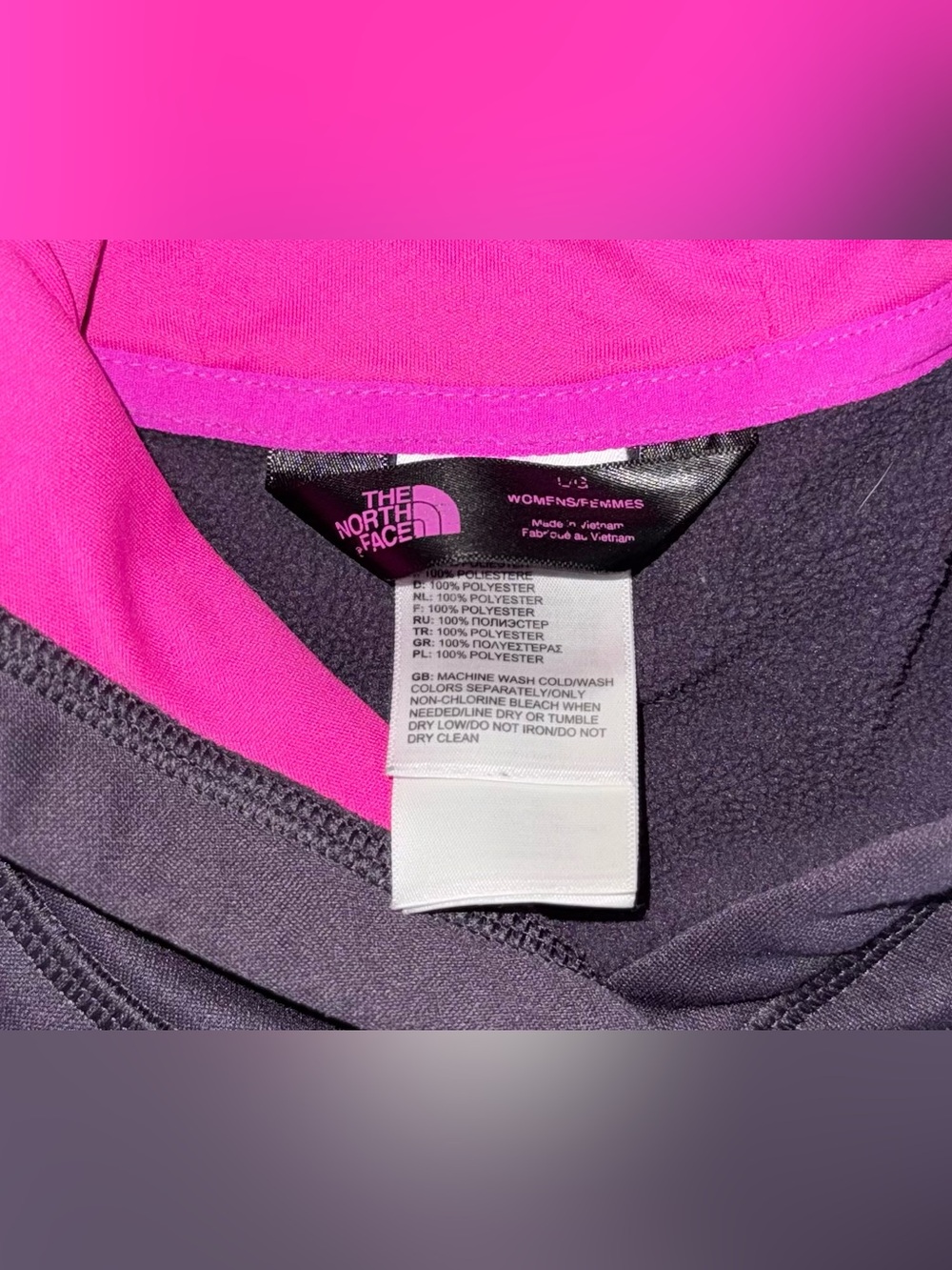 The North Face women’s ' Purple Pullover Hoodie with Pink Logo, size L - Picture 6 of 7